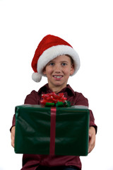 Boy giving a present