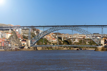 Dom Luis I Bridge in oPorto, north of Portugal