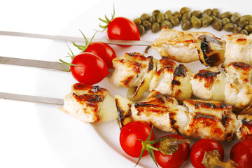 grilled pork shish kebab