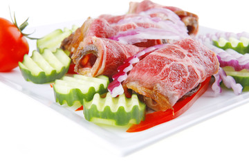 beef rolls on white