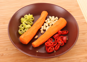 carrots with pepper on the plate