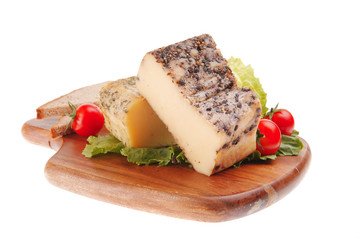 served cheese and vegetables