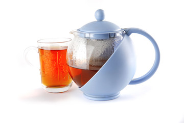 tea in glass and kettle