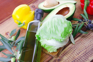 vegetables on wood