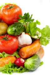 fresh vegetables on the white background