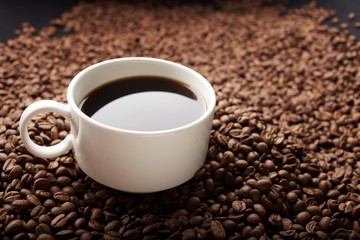 coffee beans with white cup