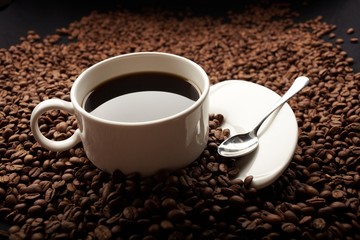 coffee beans with white cup