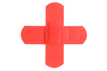Two red plasters forming a red cross