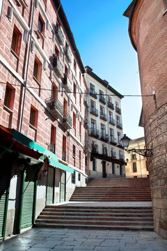 Huge stairs in typical Madrid street