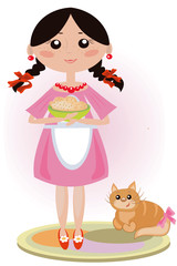 Girl with cat.