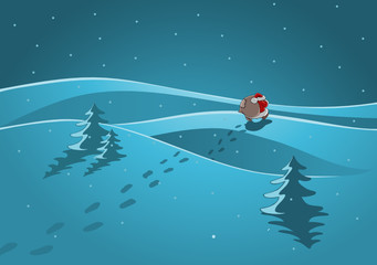 Der Weihnachtsmann auf dem Weg zur Bescherung