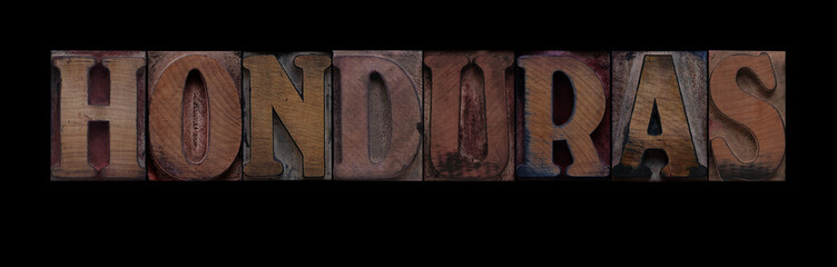 the word Honduras in old letterpress wood type