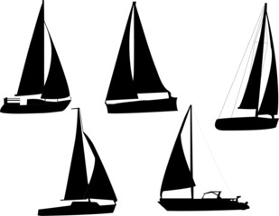 sail boats silhouette - vector