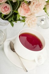 cup of tea on holiday table