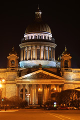 St. Isaak'c cathedral church in night. Saint-petersburg, Russia