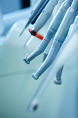 Different dental drills photographed with shallow depth of field