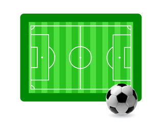Soccer ball and soccer field-vector illustration