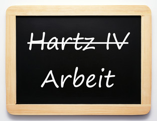 Obraz premium Hartz IV / Arbeit - Konzept Tafel Aufschwung