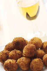 Cheese puffs and white wine