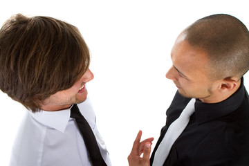 Two fresh businessman working together