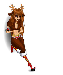 beautiful girl in Christmas deer costume
