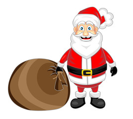cute happy looking santa claus standing with sack