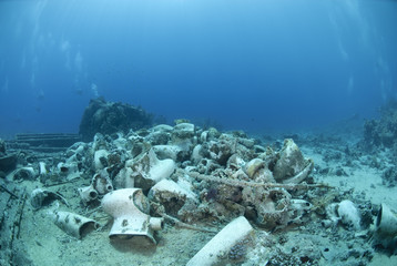Wrecked remains of the cargo of the Yolanda shipwreck.