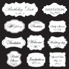 Set of vector vintage frames on black