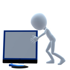 3D Guy Wtih A Computer Screen