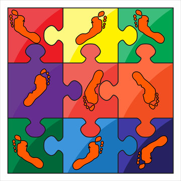 footprint color vector puzzle