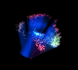 optical fibers against the black background