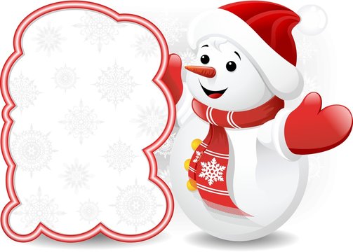 Pupazzo di Neve e Pannello-Baby Snowman Background-Vector