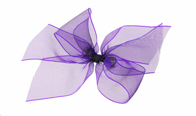 Purple net ribbon bow - isolated