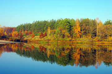 Picturesque autumn landscape of river