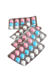 Multi-colored tablets in blisters