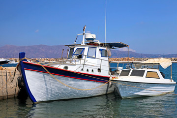Fototapeta premium Fishing boats in the harbor (Crete, Greece)