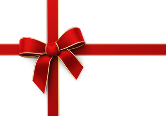 Present wrapped with red silk ribbon