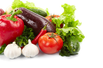fresh vegetables on the white background