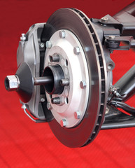 The Front Brake Disc Assembly of a Racing Car.