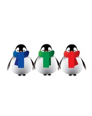 Penguins with colorful scarves