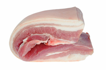 A Piece Of Pork, Belly Meat On A White Background