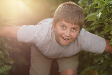 Boy exploring nature