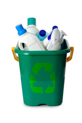 rifiuti di plastica in contenitore per riciclaggio