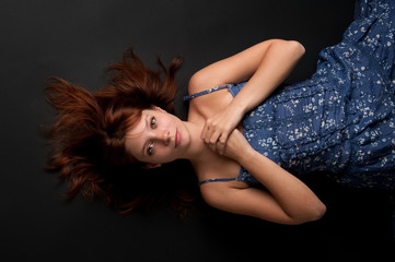 a girl lying on the floor