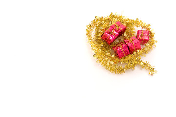 christmas presents arrangement on white background