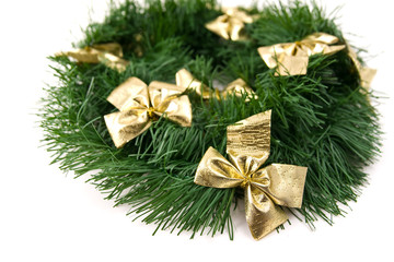 Christmas wreath on white background