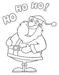 Outlined Laughing Santa Claus