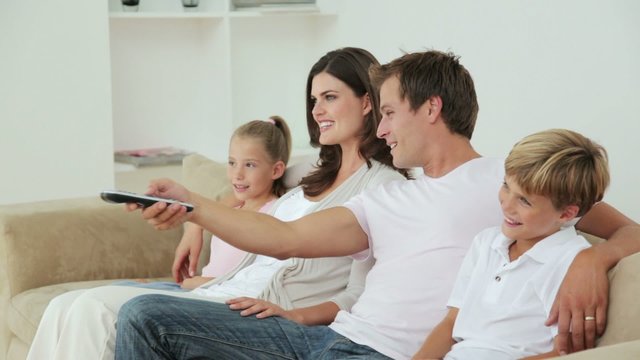 Young Family Watching TV