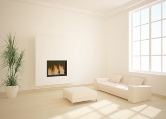 Fototapeta premium white 3d interior with fire