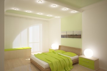 green bedroom interior